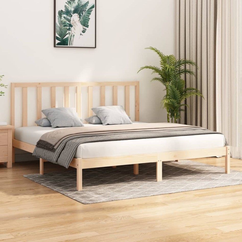 Estructura de cama de madera maciza de pino 200x200