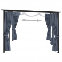 Cenador con cortinas acero gris antracita 3x6 m