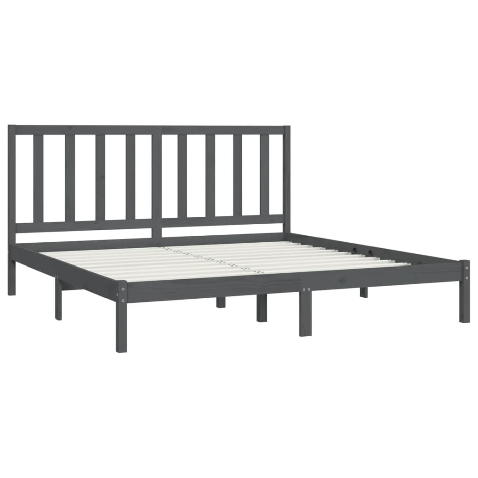 Estructura de cama de madera maciza de pino gris 200x200