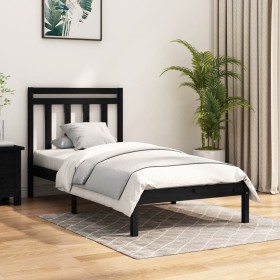 Estructura de cama madera maciza negro 100x200