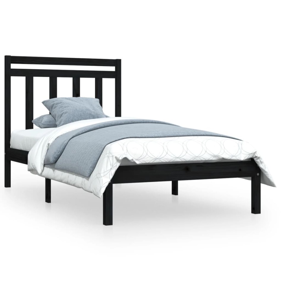 Estructura de cama madera maciza negro 100x200