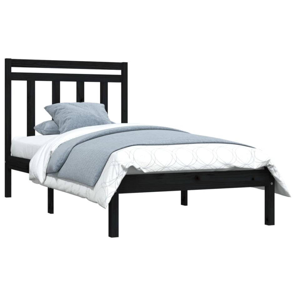 Estructura de cama madera maciza negro 100x200