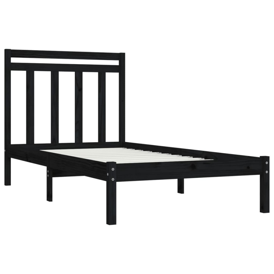 Estructura de cama madera maciza negro 100x200