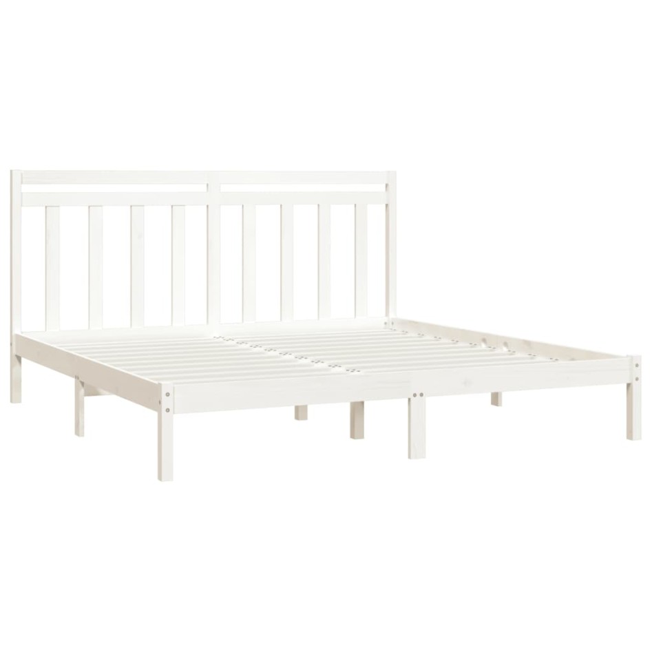 Estructura de cama madera maciza blanco 200x200