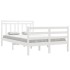 Estructura de cama doble pequeña madera maciza blanca