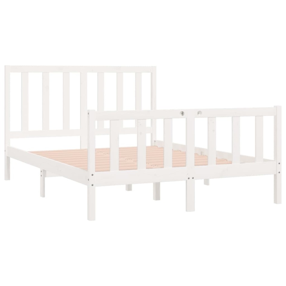Estructura de cama de madera maciza blanca 140x190