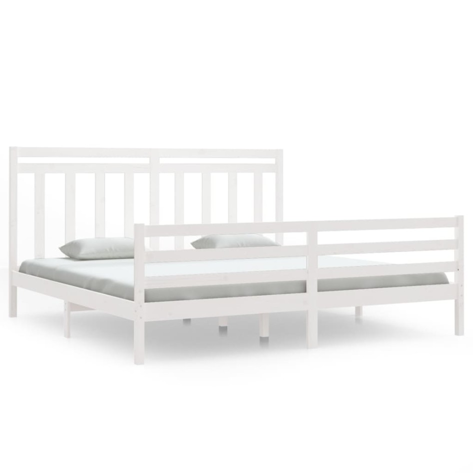 Estructura de cama madera maciza blanca 200x200