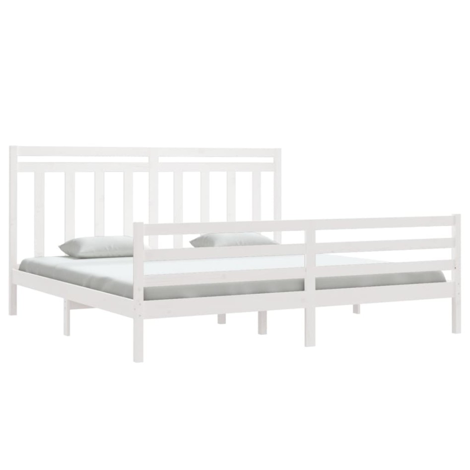Estructura de cama madera maciza blanca 200x200