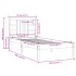 Estructura de cama madera maciza individual negra 75x190