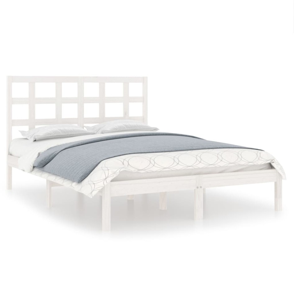 Estructura de cama madera maciza blanco 200x200