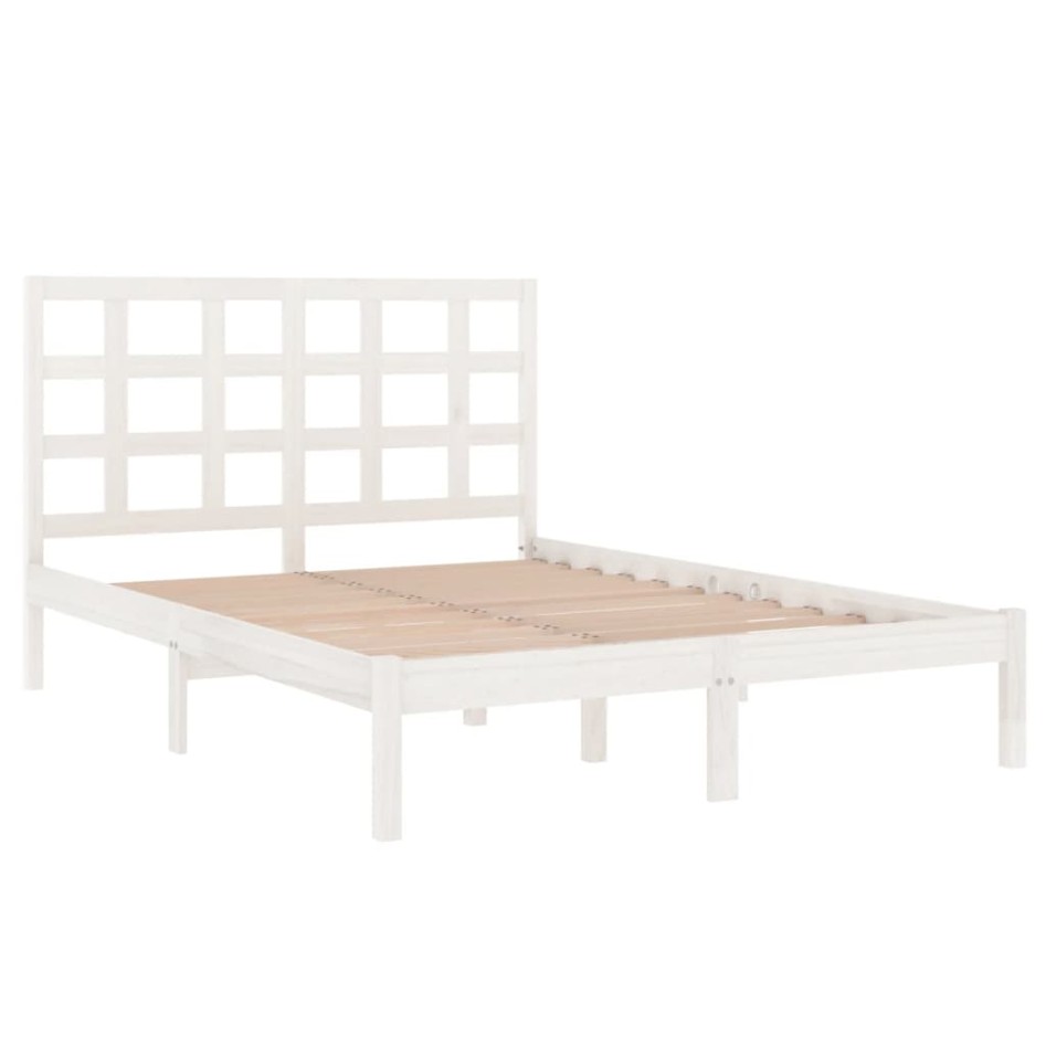Estructura de cama madera maciza blanco 200x200