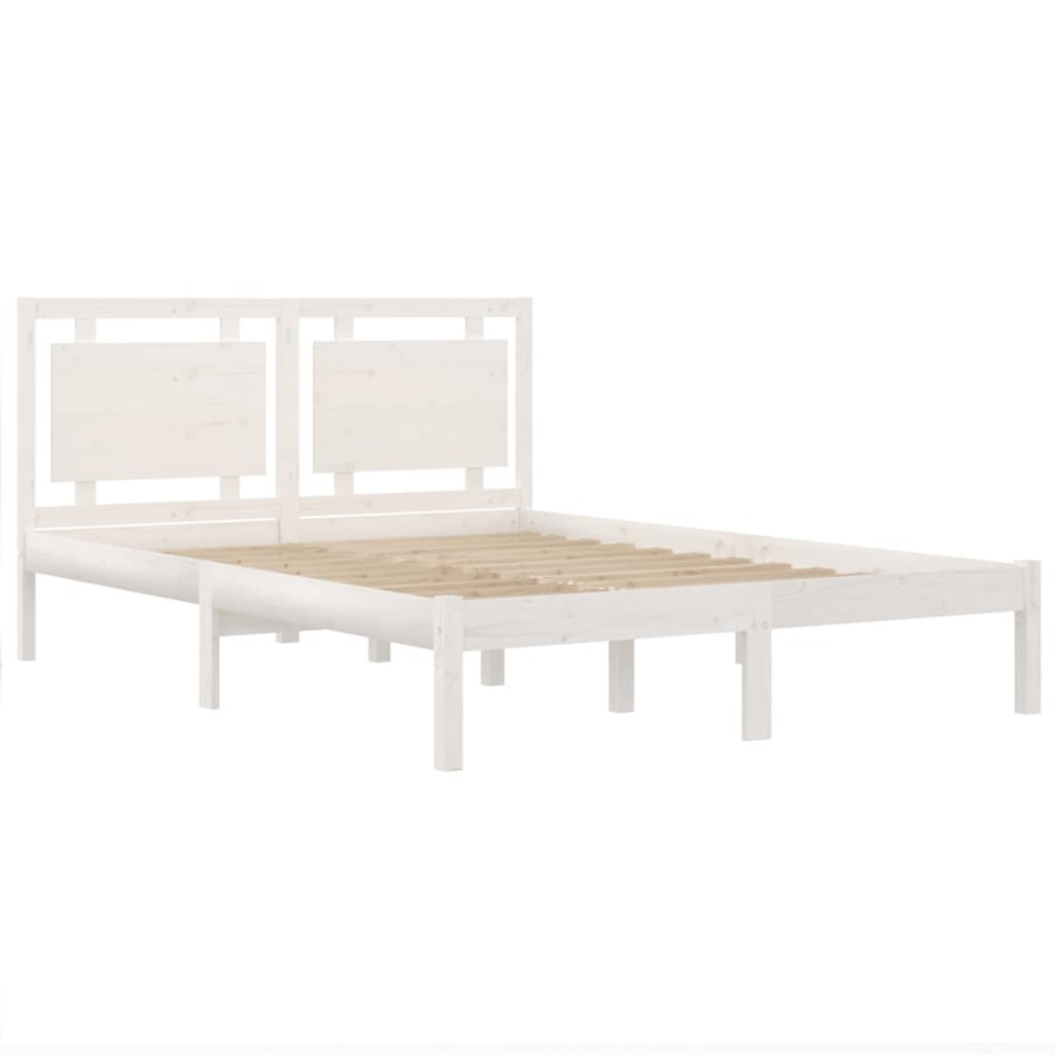 Estructura de cama de madera maciza blanca 140x190