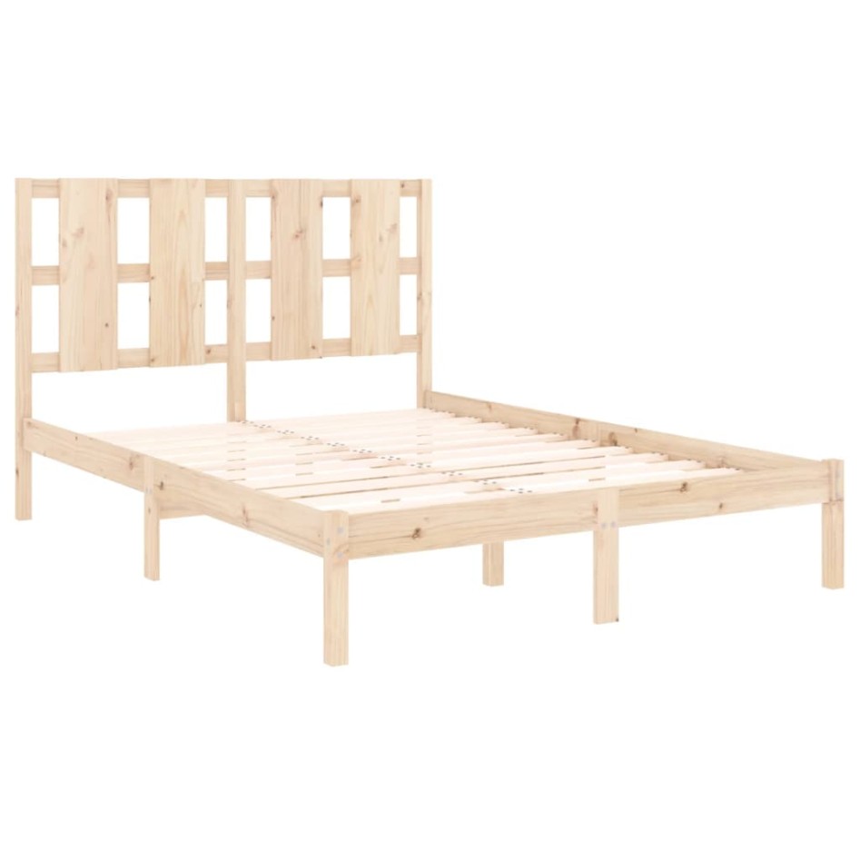 Estructura de cama de matrimonio madera maciza 135x190