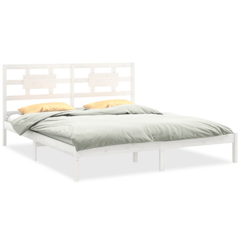 Estructura de cama madera maciza blanco 200x200