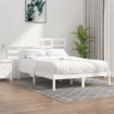 Estructura de cama de madera maciza blanca 140x190 cm