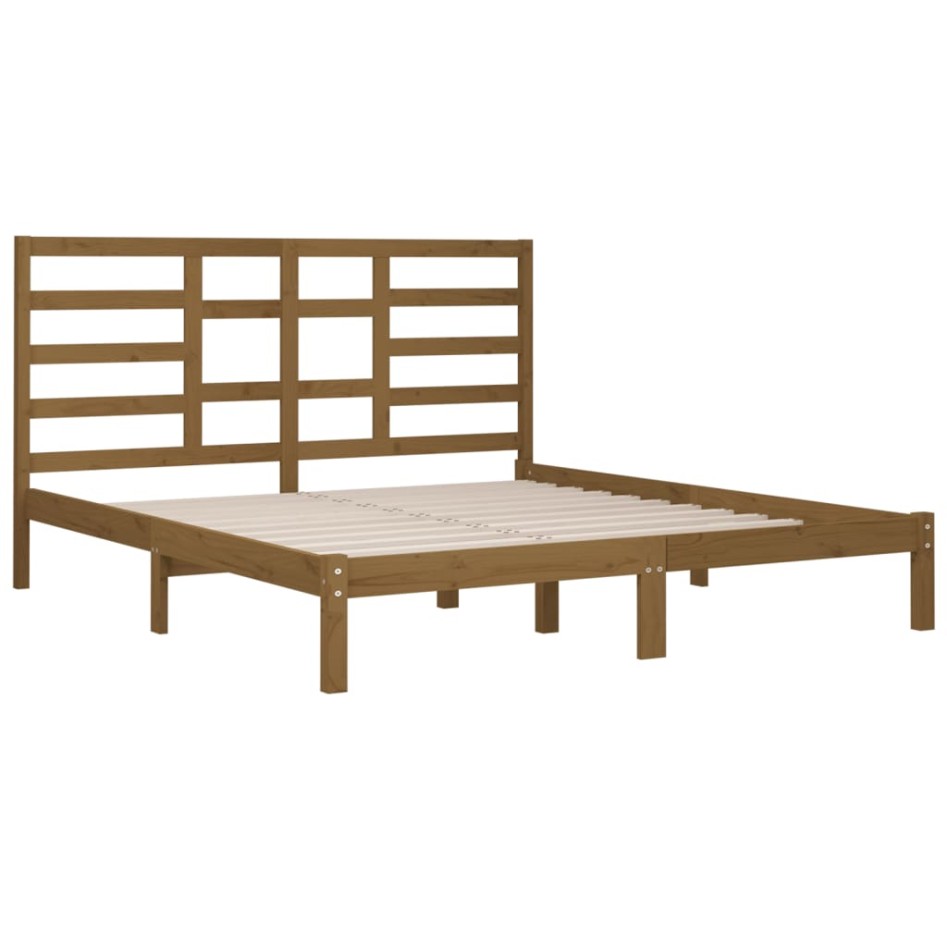 Estructura de cama madera maciza de pino marrón miel 200x200