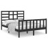 Estructura de cama de madera maciza negra 140x190
