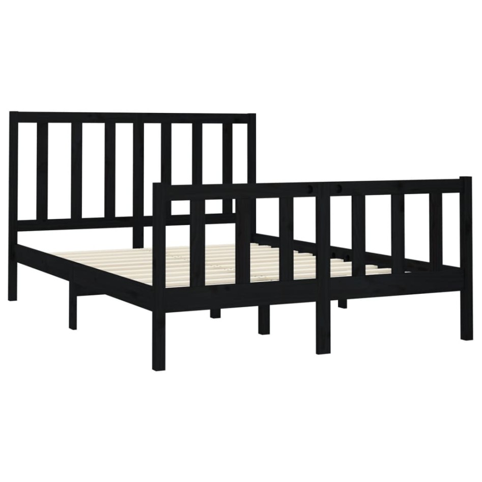 Estructura de cama de madera maciza de pino negro 140x190