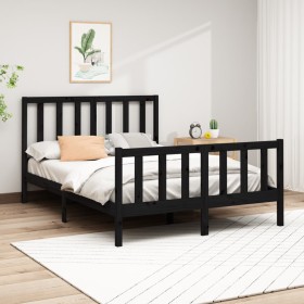 Estructura de cama madera maciza de pino negro 120x200