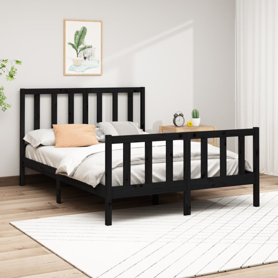 Estructura de cama madera maciza de pino negro 120x200