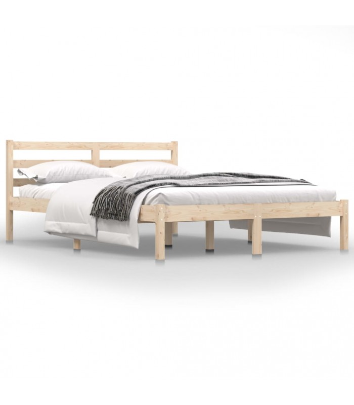 Estructura de cama madera maciza 135x190 cm