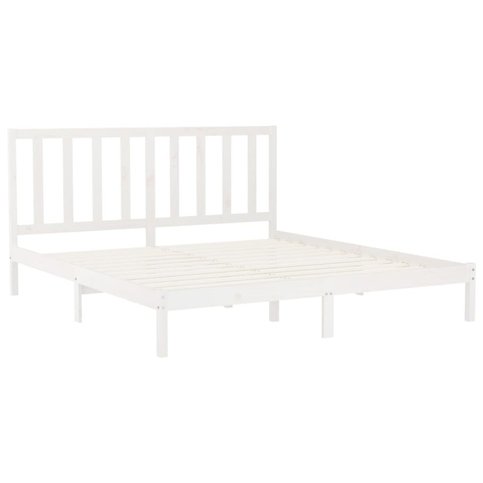 Estructura de cama madera maciza blanco 200x200