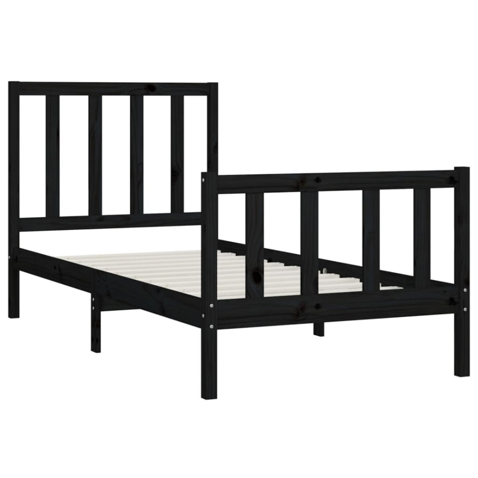 Estructura de cama madera maciza negro 100x200