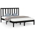 Estructura de cama de madera maciza negra 160x200