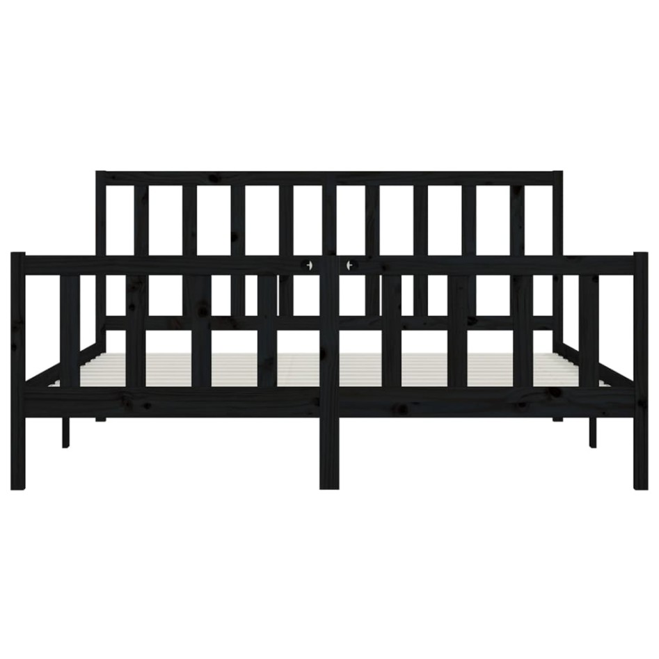 Estructura de cama madera maciza negro Supe King 180x200