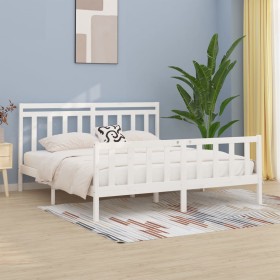 Estructura de cama madera maciza de pino blanco 200x200