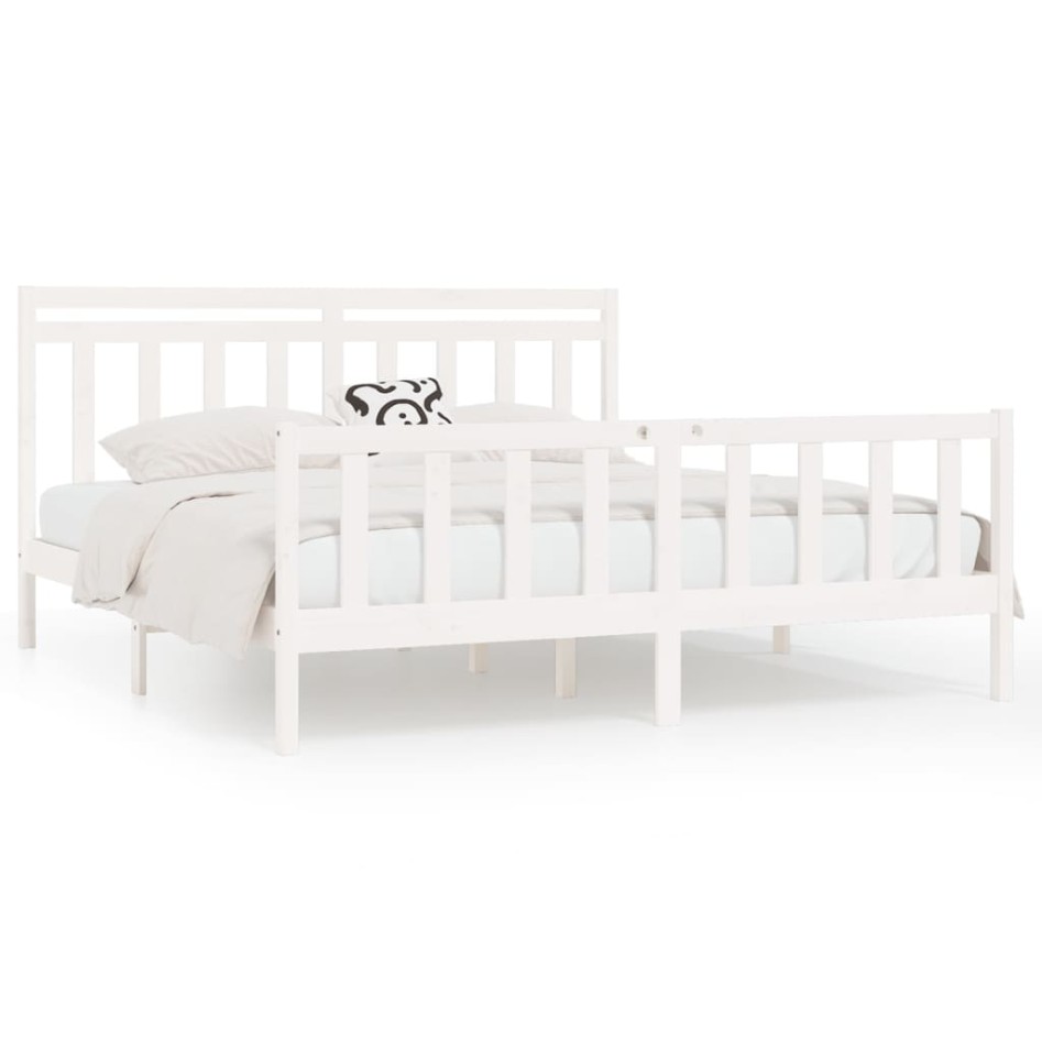 Estructura de cama madera maciza de pino blanco 200x200