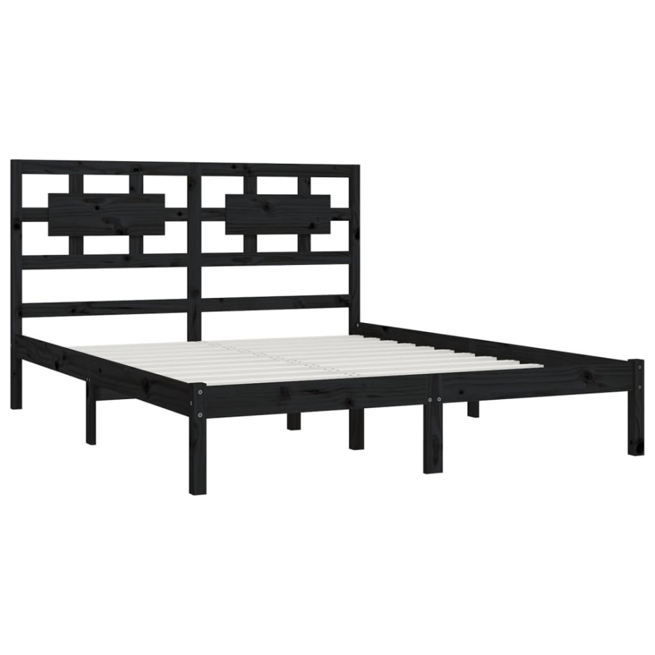 Estructura de cama madera maciza de pino negro 120x200