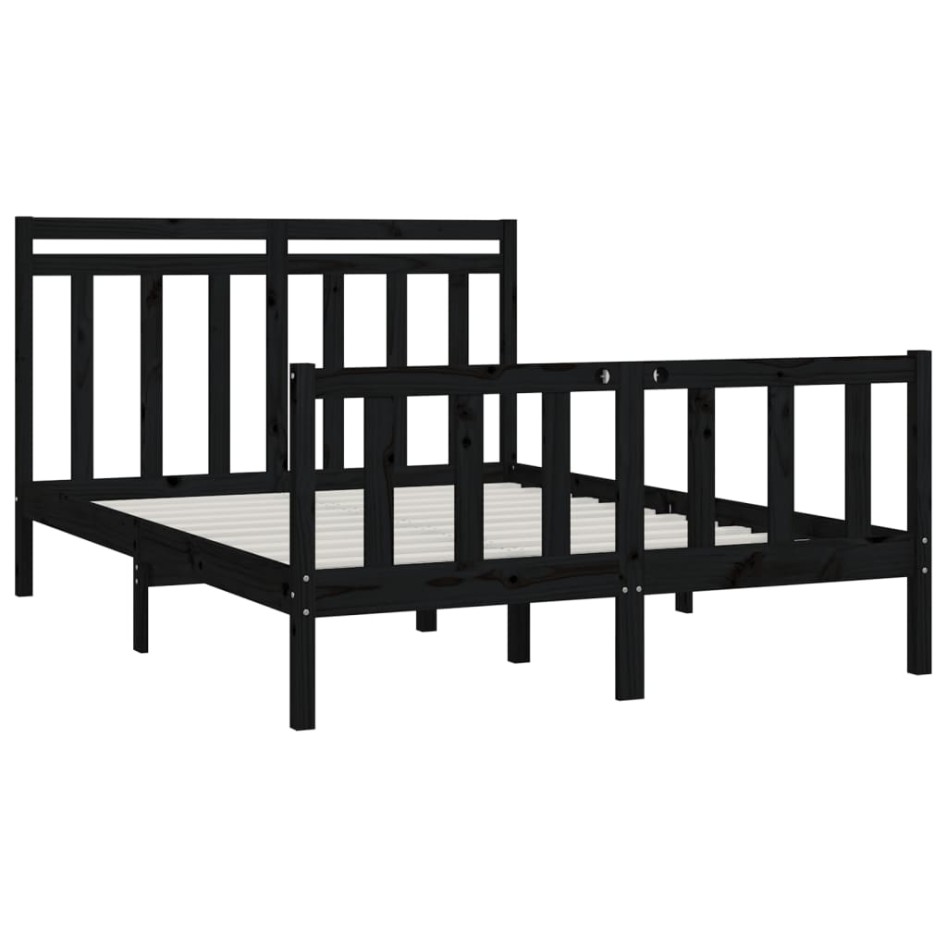 Estructura de cama de madera maciza de pino negro 160x200