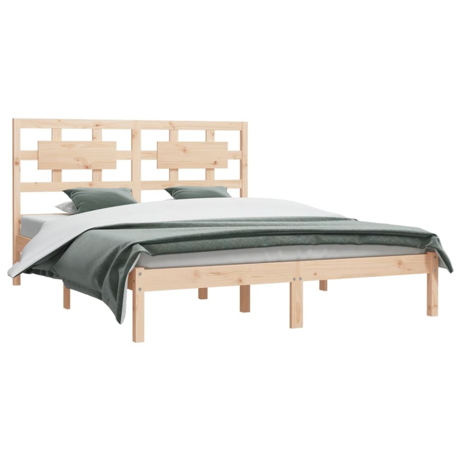 Estructura de cama de madera maciza de pino 200x200