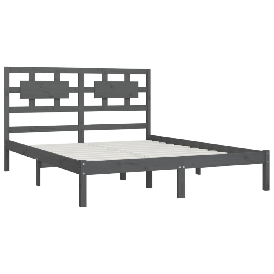 Estructura de cama de madera maciza de pino gris 160x200