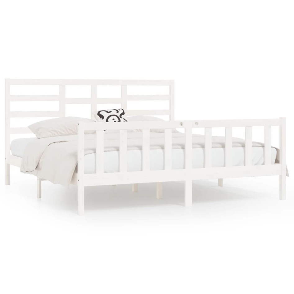 Estructura de cama madera maciza de pino blanco 200x200