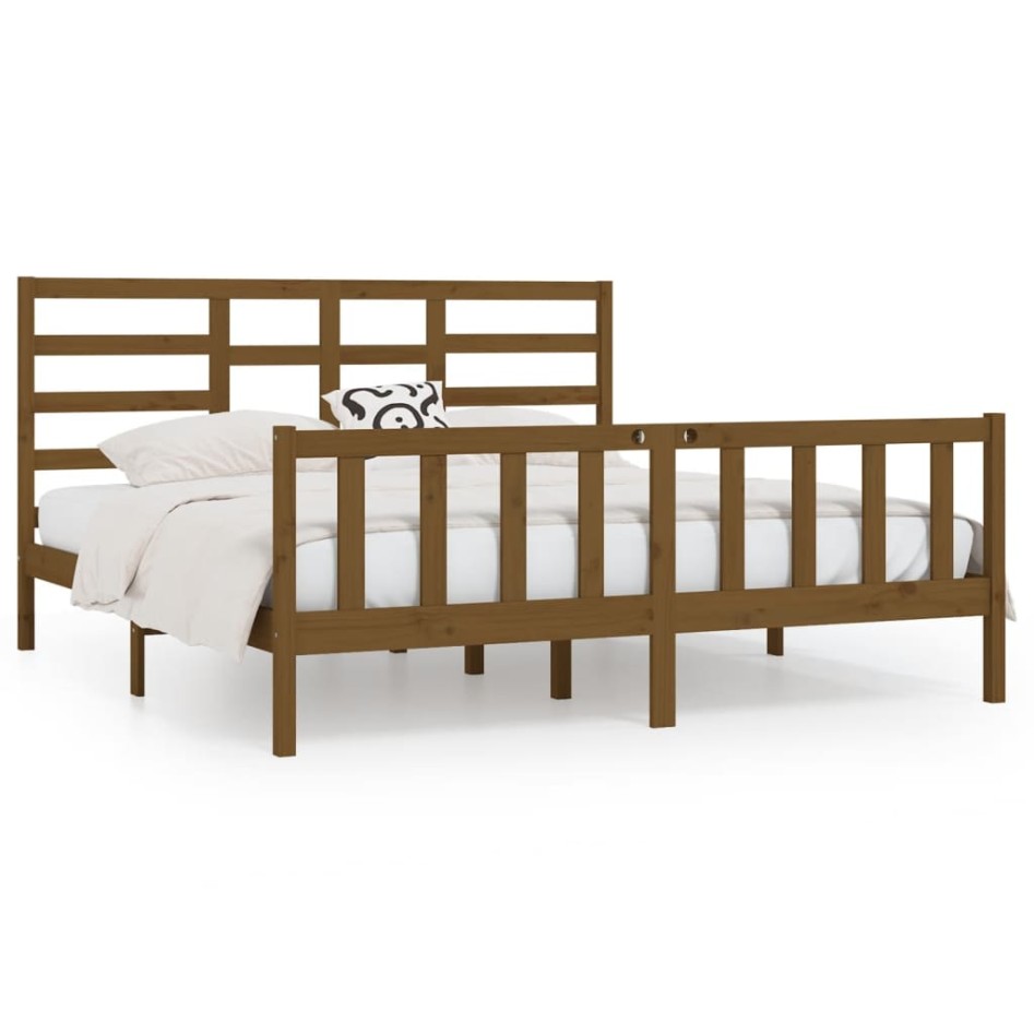 Estructura de cama madera maciza marrón miel 200x200