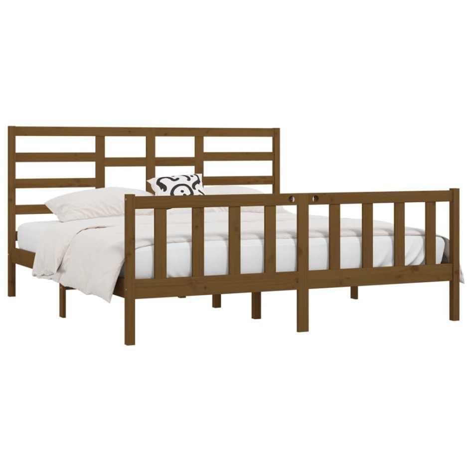 Estructura de cama madera maciza marrón miel 200x200
