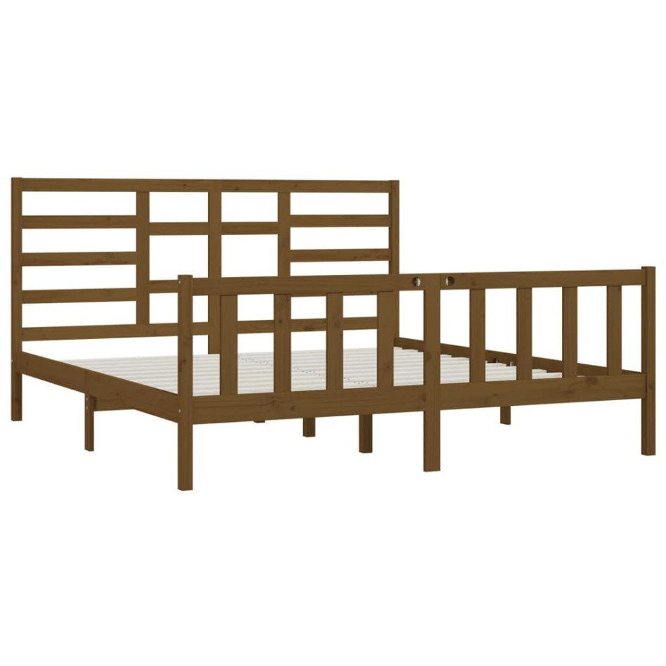 Estructura de cama madera maciza marrón miel 200x200