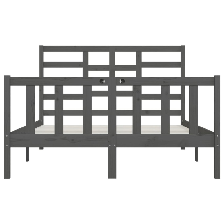 Estructura de cama madera maciza gris King Size 150x200