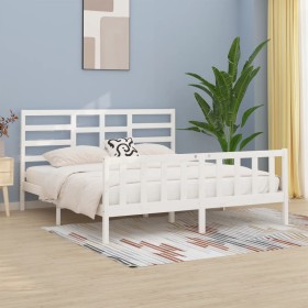 Estructura de cama madera maciza blanco Supe King 180x200