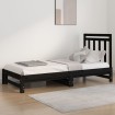 Sofá cama extraíble madera maciza de pino negro 2x(90x200) cm