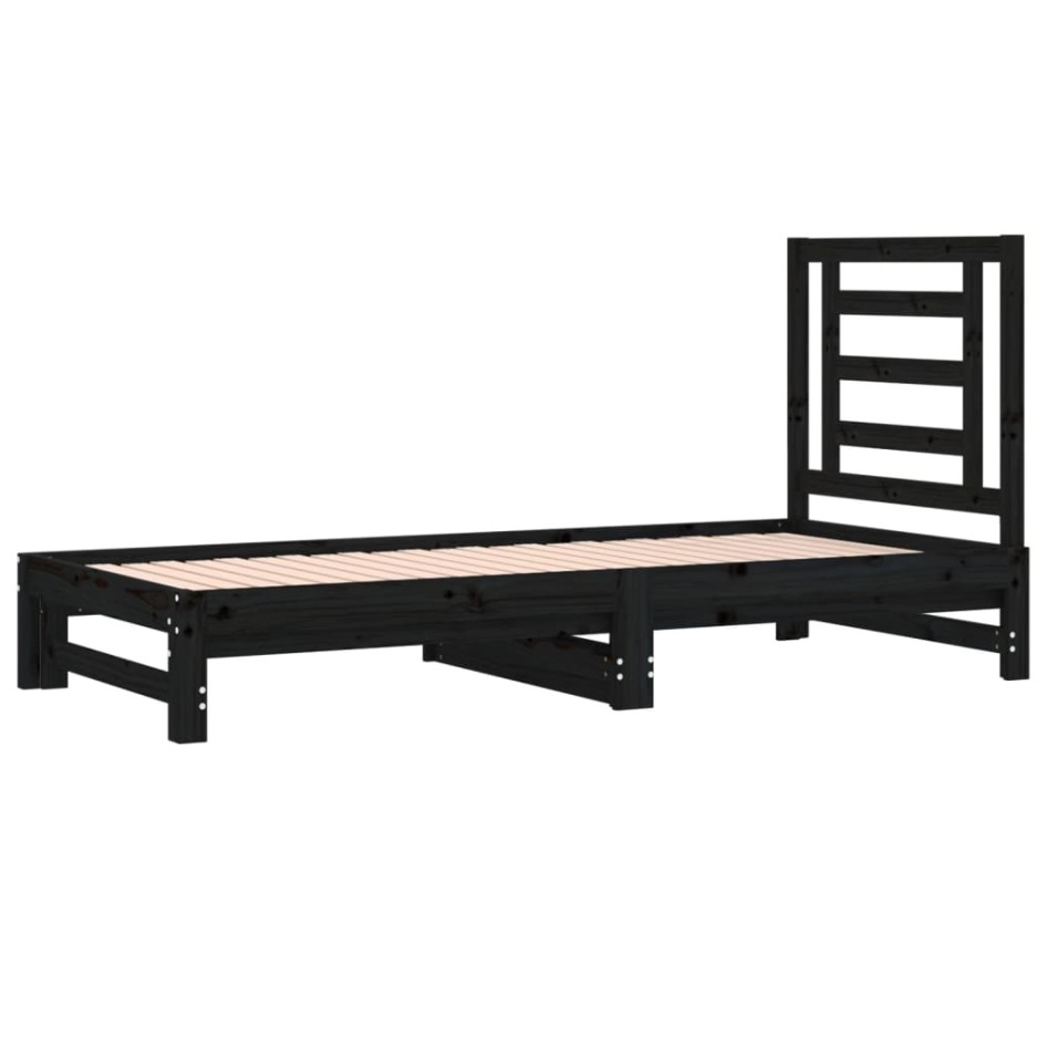 Sofá cama extraíble madera maciza de pino negro 2x(90x190)
