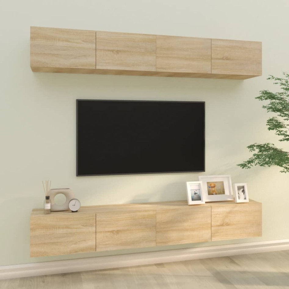 Muebles de TV 4 piezas roble Sonoma 100x30x30