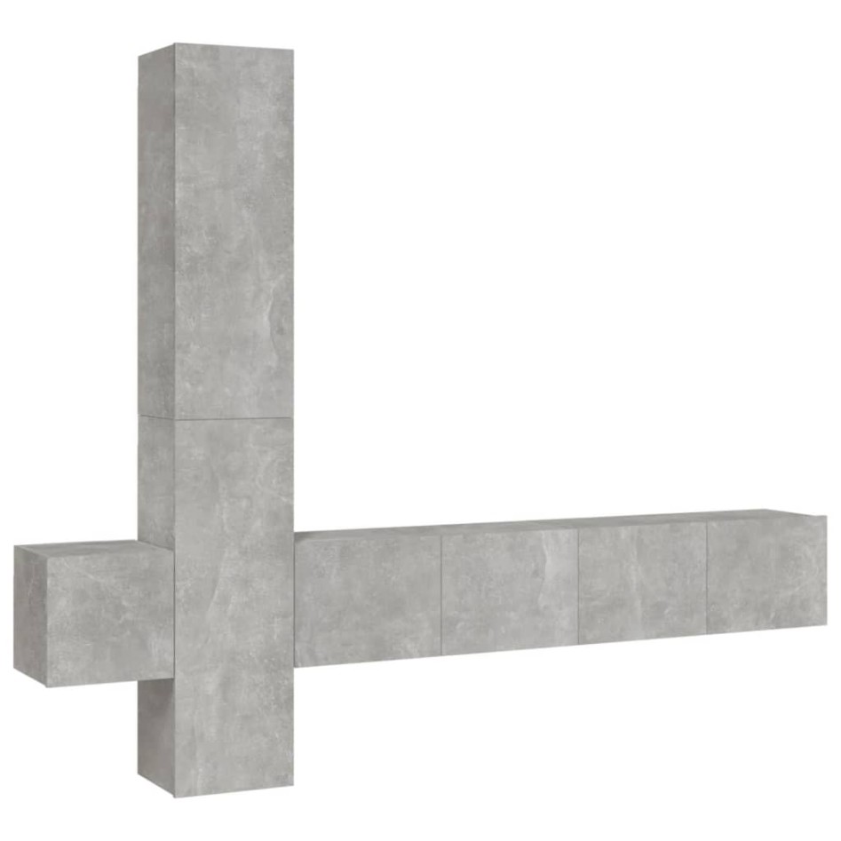 Set de muebles de TV 5 pzas madera contrachapada gris