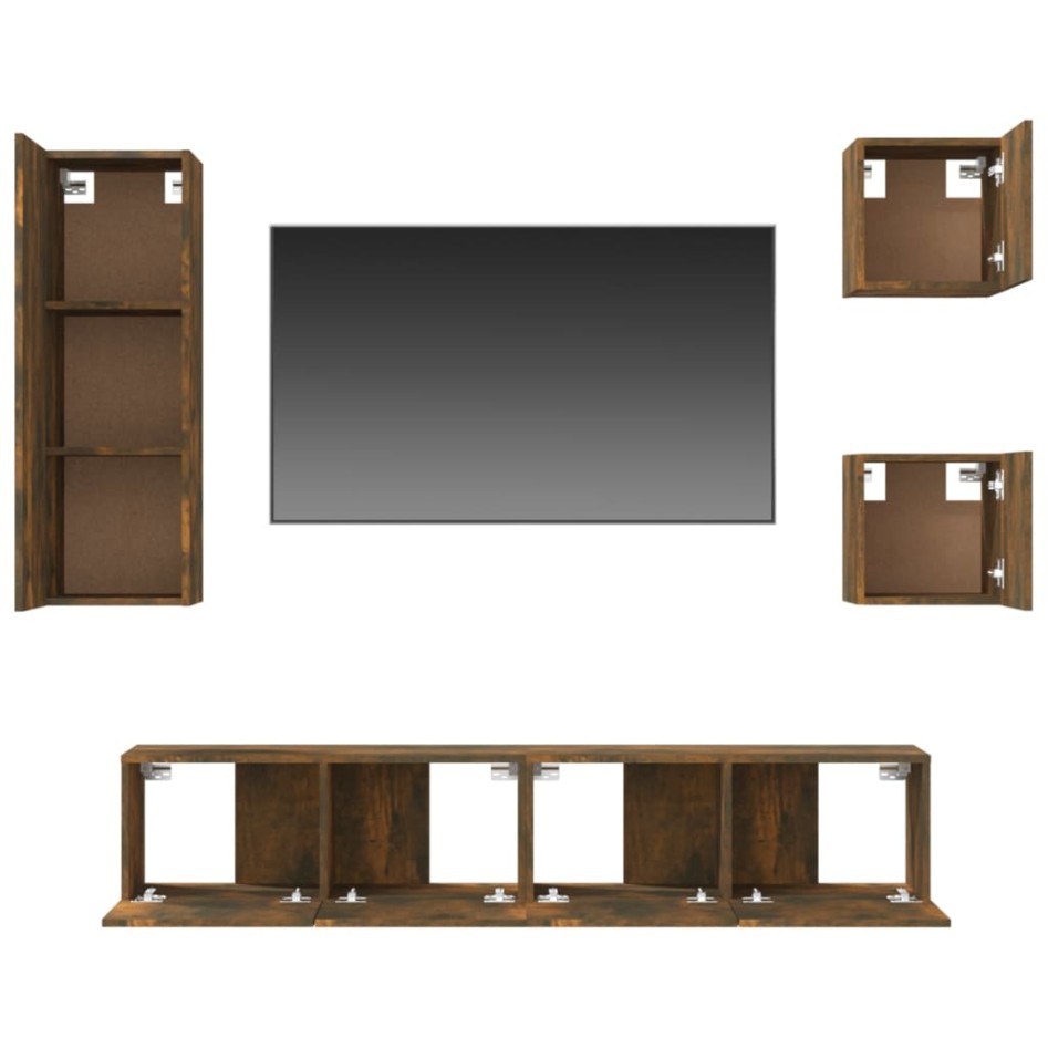 Set de muebles de TV 5 pzas madera contrachapada roble
