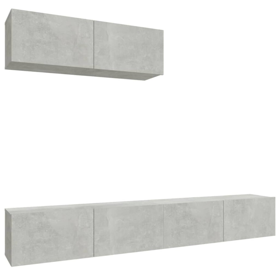 Set de muebles de TV 3 pzas madera contrachapada gris