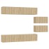Set de muebles para TV 6 pzas madera contrachapada roble