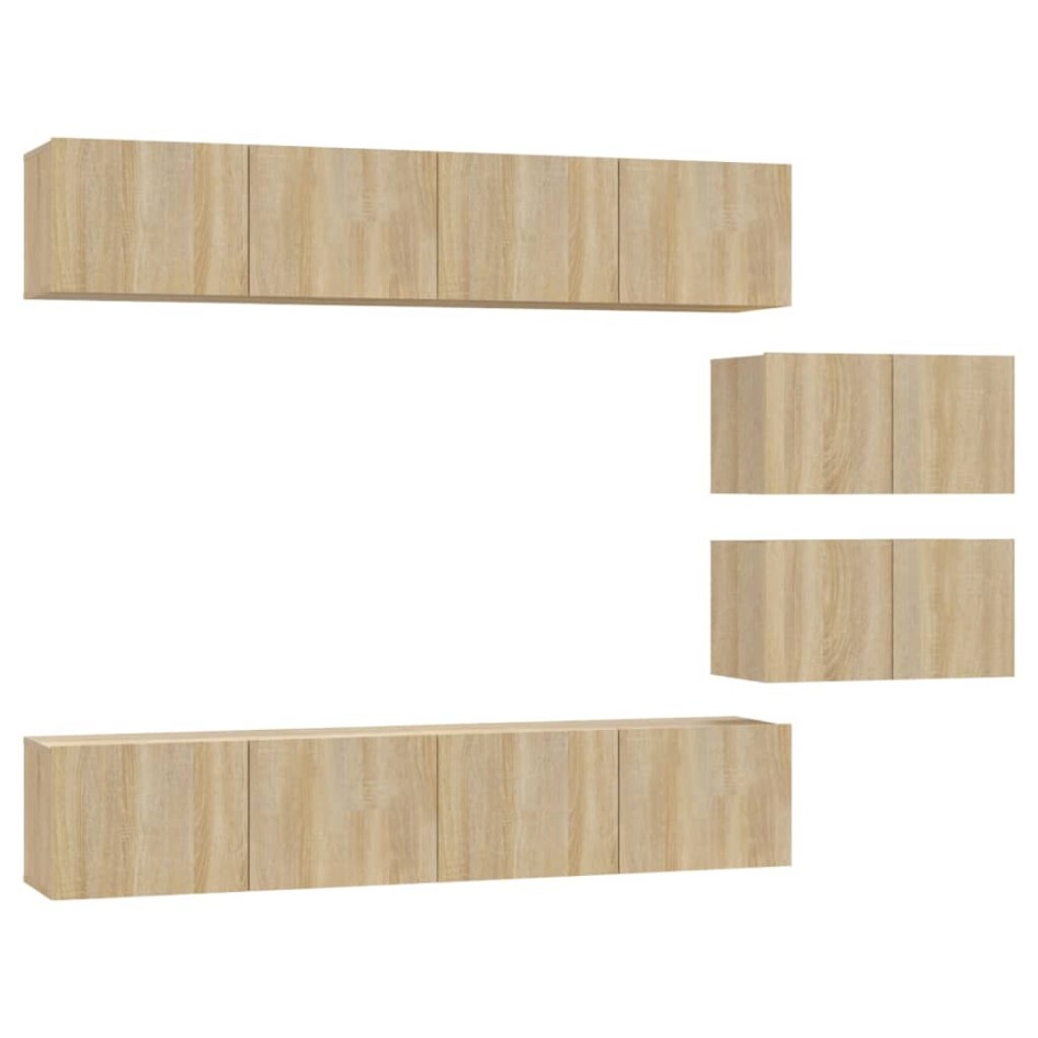 Set de muebles para TV 6 pzas madera contrachapada roble