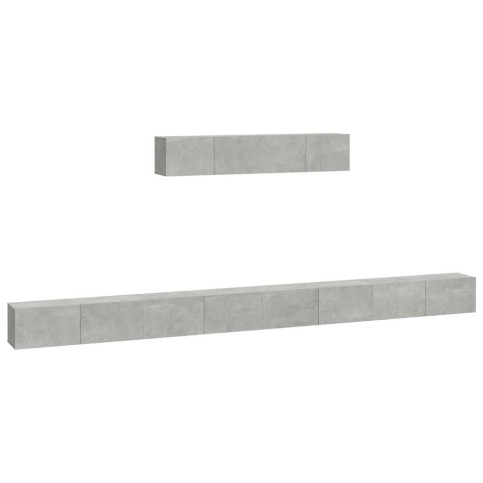 Set de muebles de TV 6 pzas madera contrachapada gris